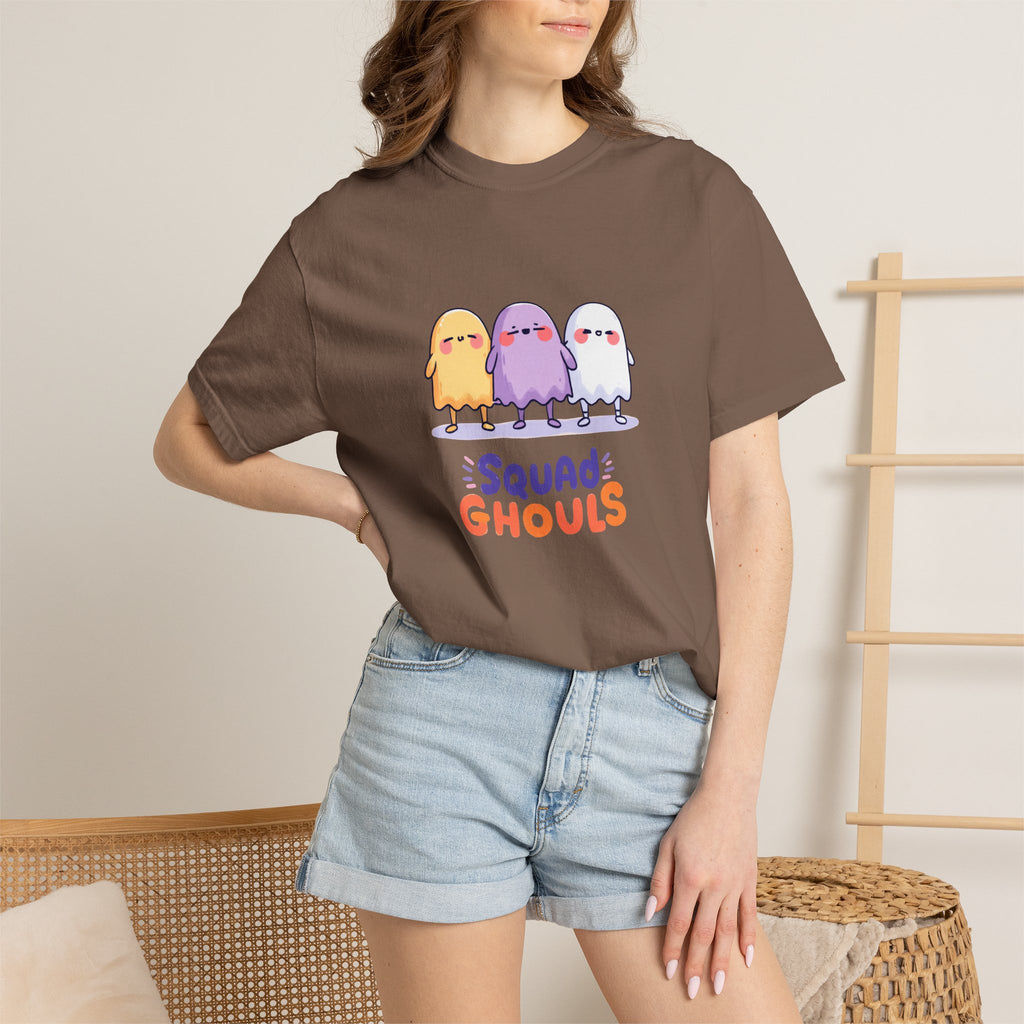 Squad Ghouls cute ghost graphic tee, oversized streetwear Halloween shirt