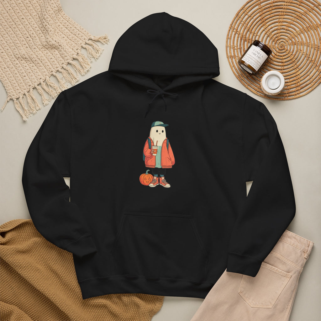 Streetwear Ghost Pumpkin Spice Hoodie – Cute Fall Graphic Sweatshirt, Halloween Coffee Run Pullover, Cozy Autumn Gift, Unisex Hooded Sweatshirt