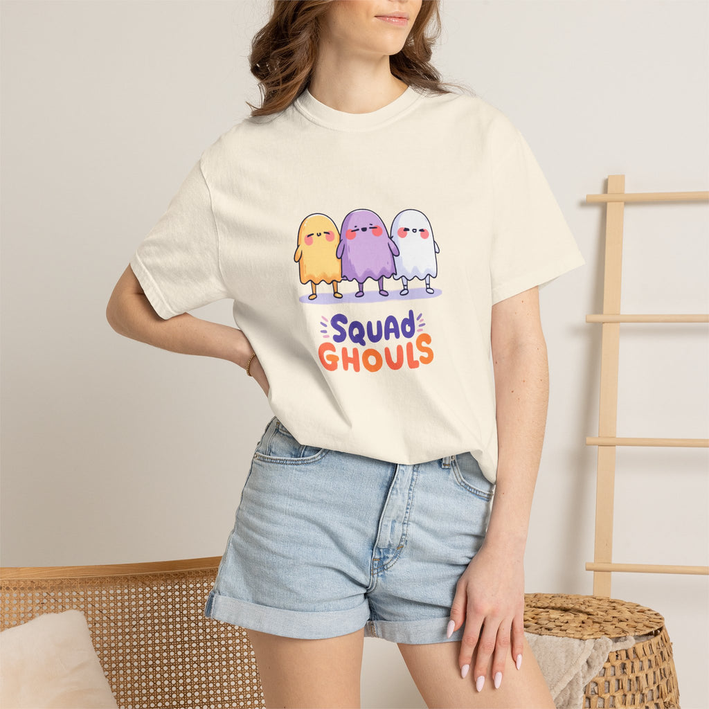 Squad Ghouls cute ghost graphic tee, oversized streetwear Halloween shirt