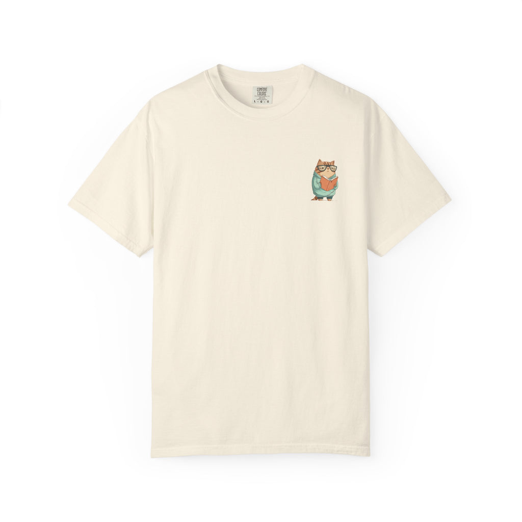 "Bookworm Cat" Minimalist T-Shirt | Cute Reader Graphic Tee
