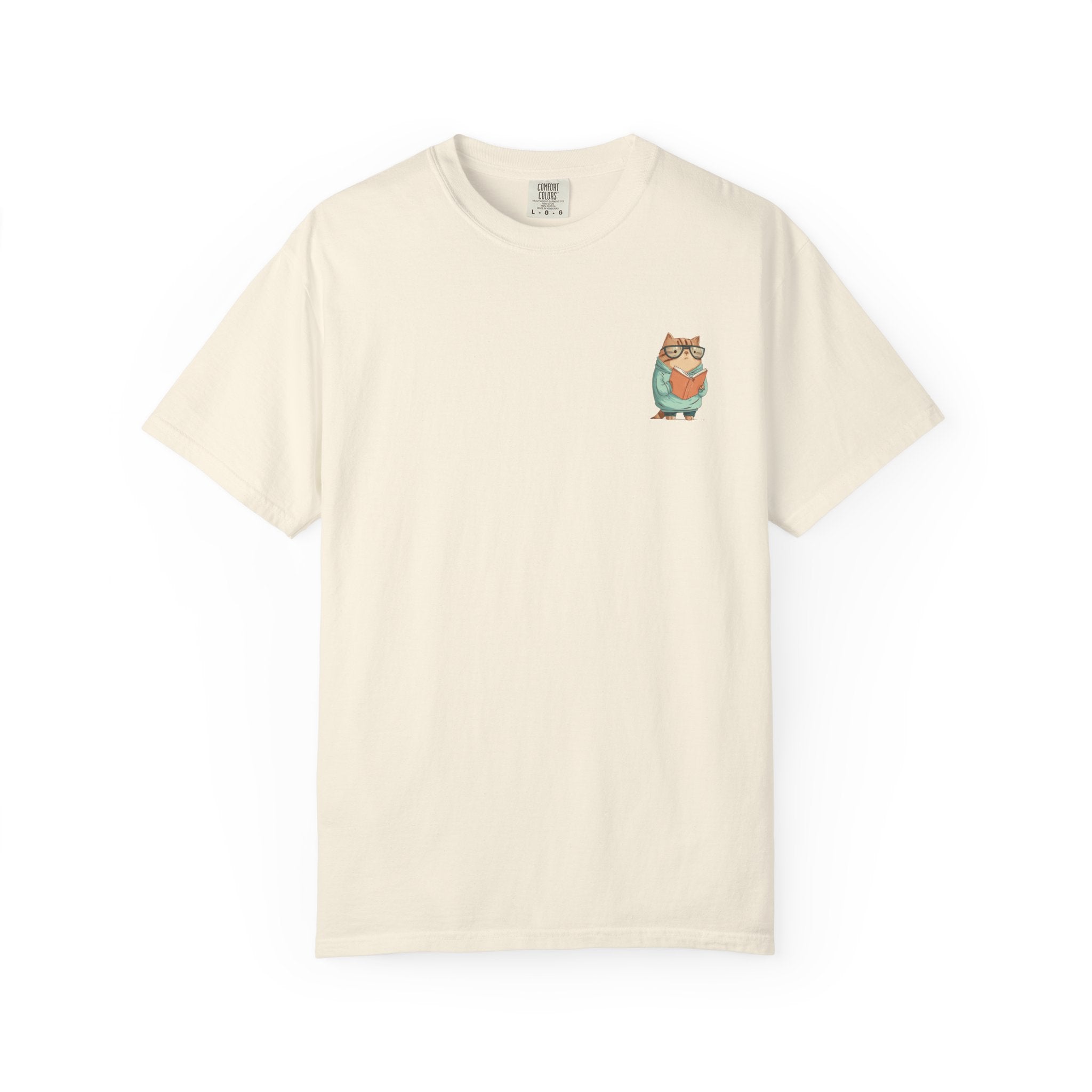 "Bookworm Cat" Minimalist T-Shirt | Cute Reader Graphic Tee