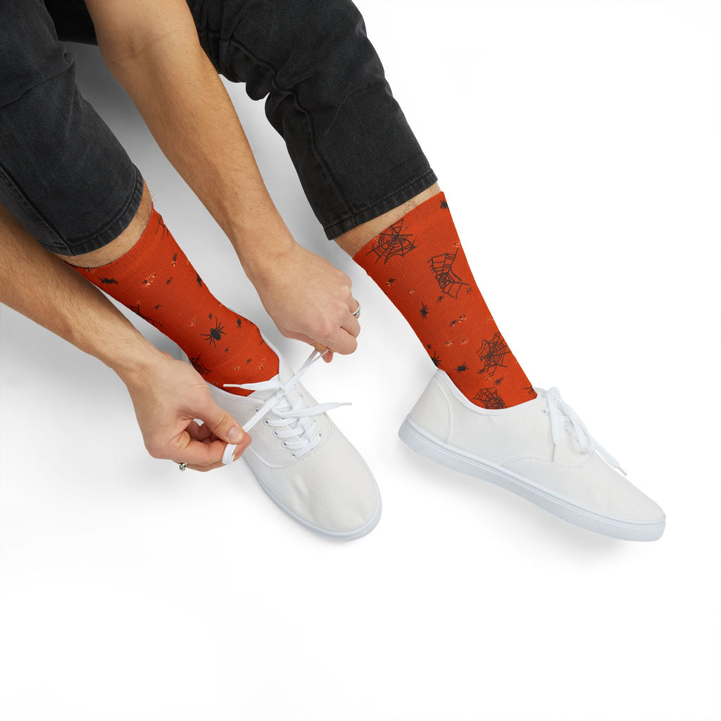 Jack-o-lantern Halloween crew socks, classic pumpkin print