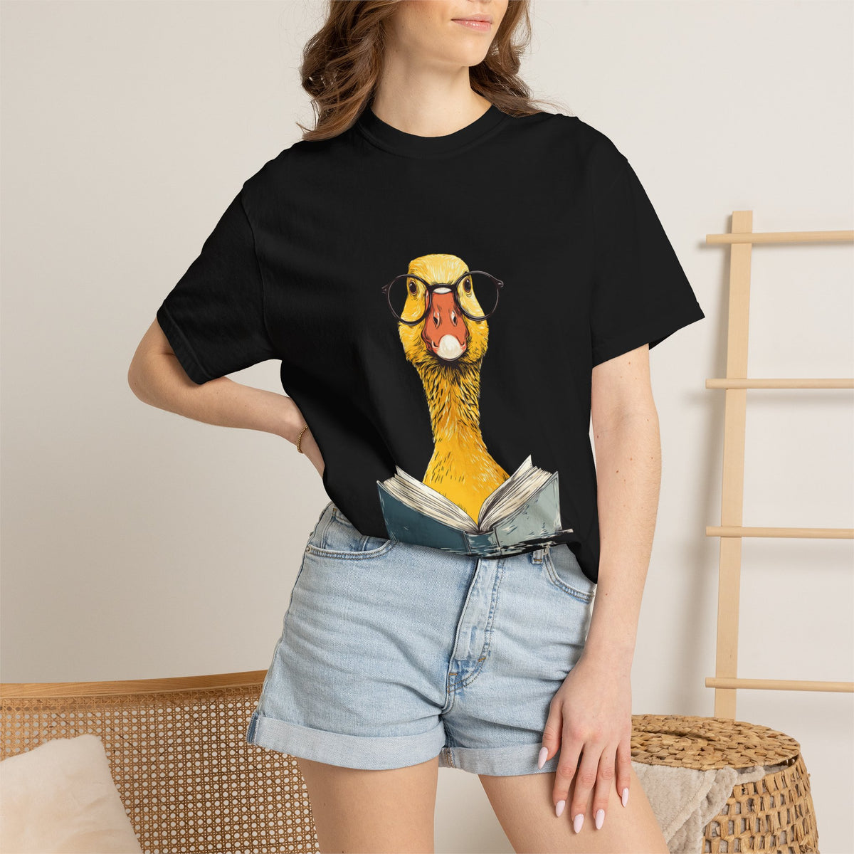 Bookish Duck cute nerdy reading graphic tee