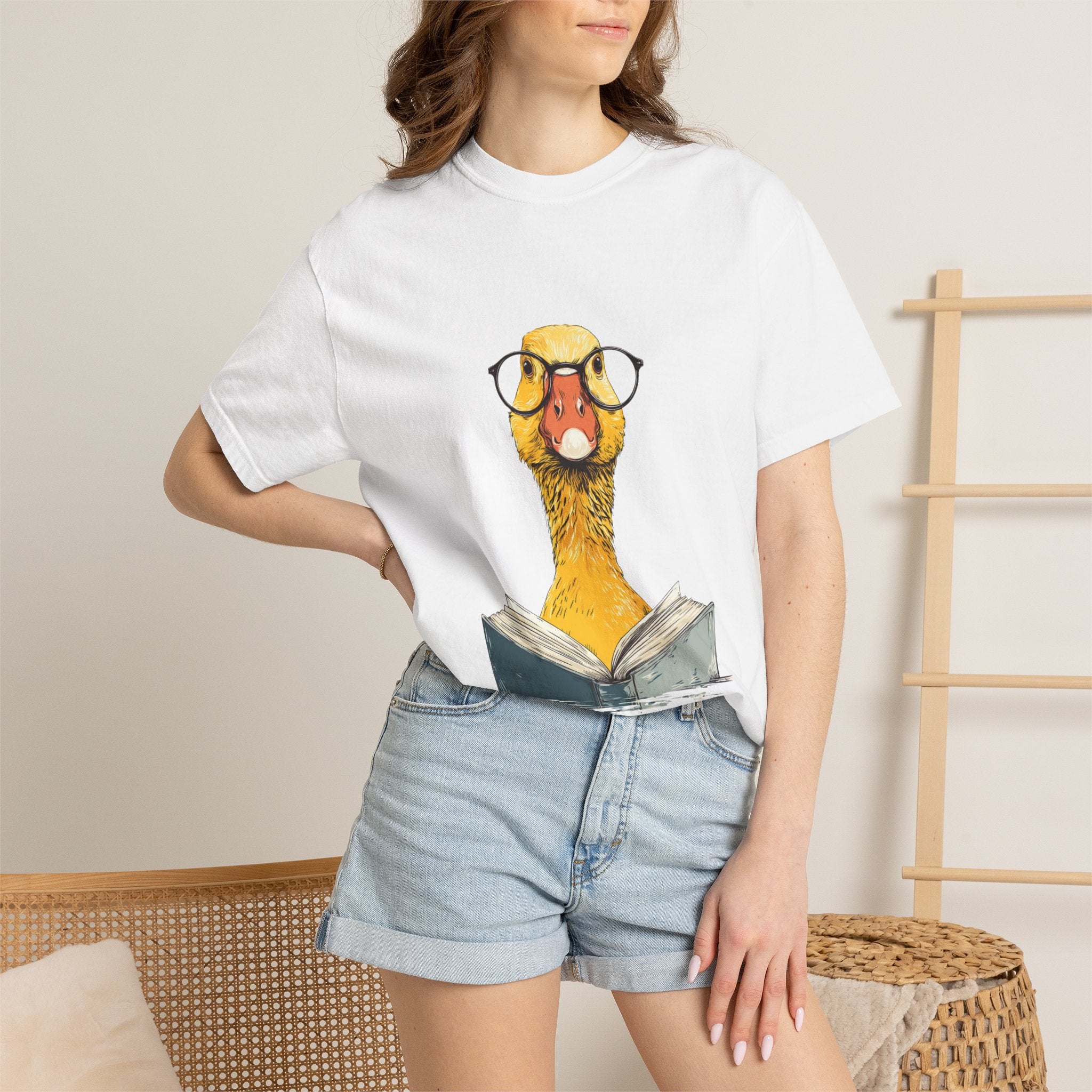 Bookish Duck cute nerdy reading graphic tee