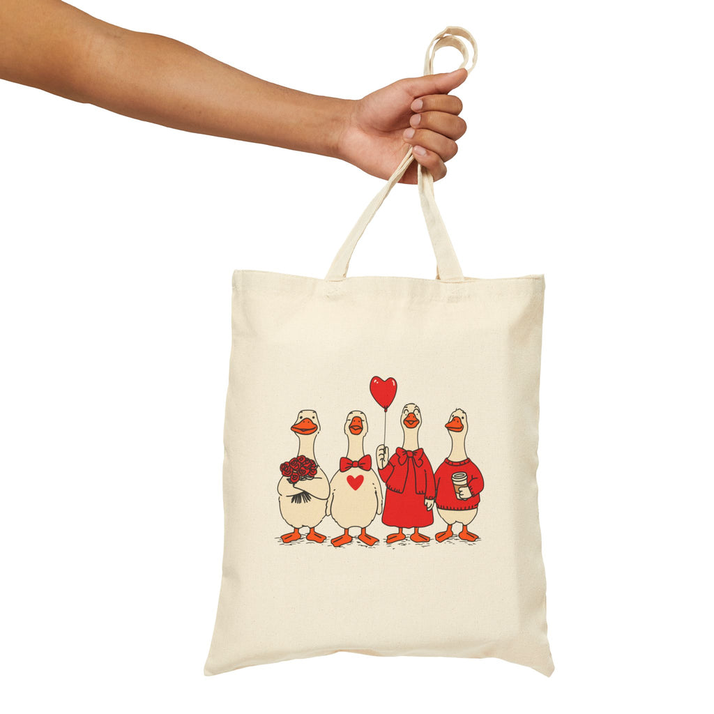 Valentine duck tote bag, natural color