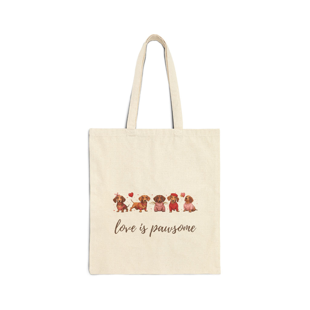 Dachshund dog lover tote bag, natural canvas