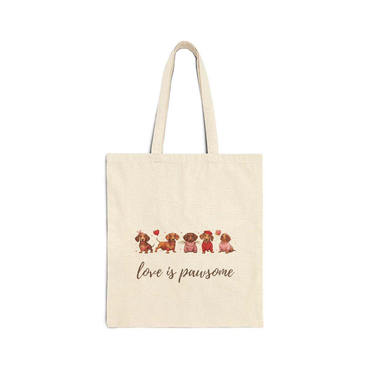 Dachshund dog lover tote bag, natural canvas