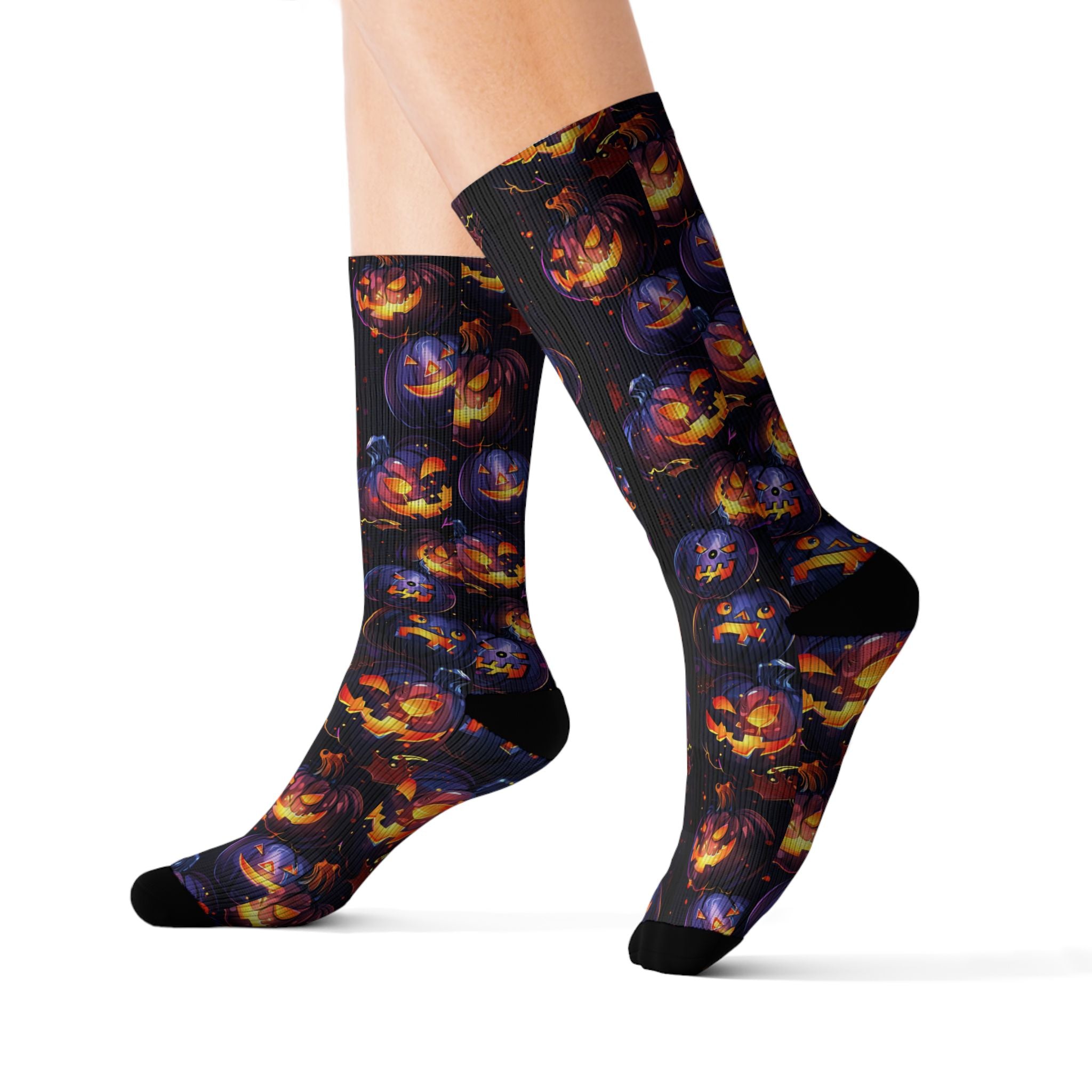 Pumpkin Party Halloween crew socks, vibrant pumpkin print