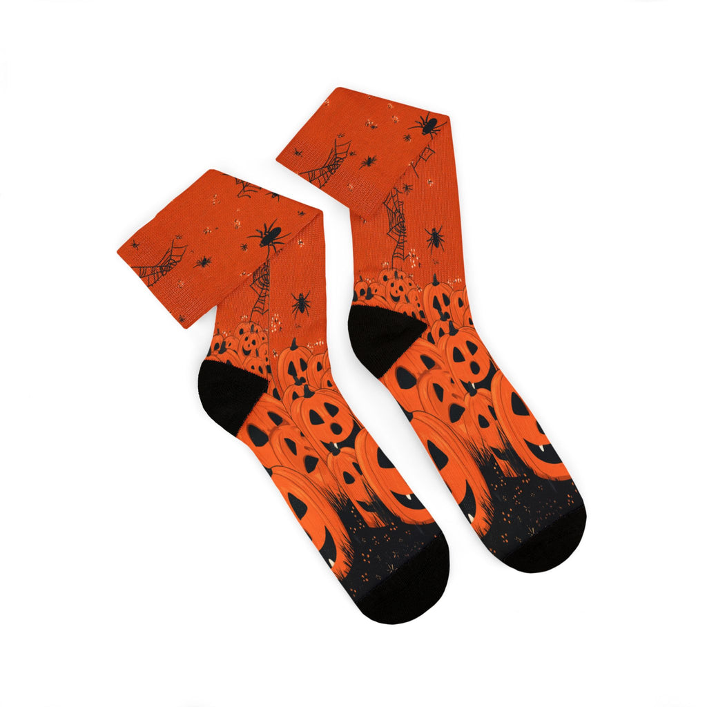 Jack-o-lantern Halloween crew socks, classic pumpkin print